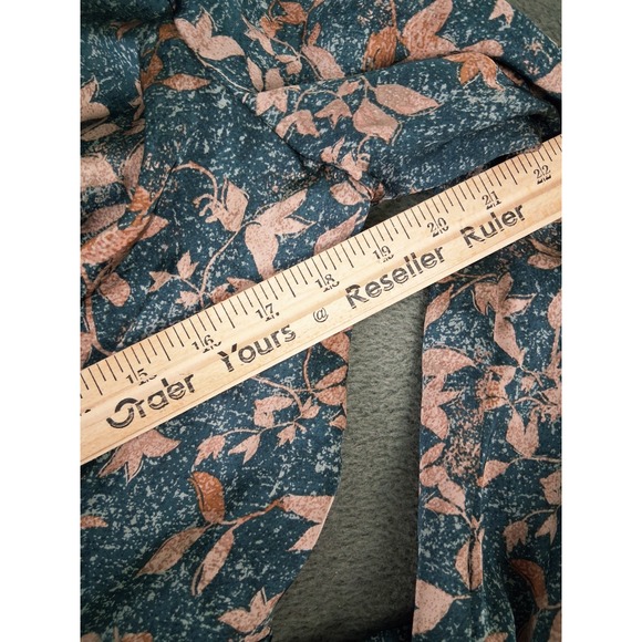 NWT Green & Copper Wrap Midi Maxi Dress ‎ Medium Puff Sleeve Boho Hi Low Floral - Picture 11 of 13